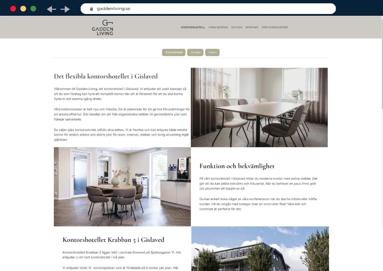 Webbprojekt för Gadden Living